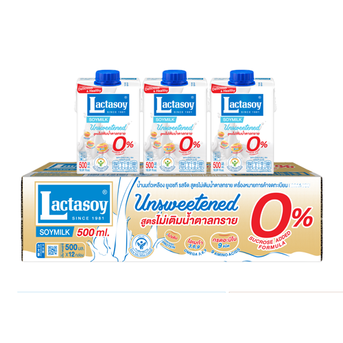 Lactasoy Poy Milk UHT Unsweetened Flavored 500ml 1x12